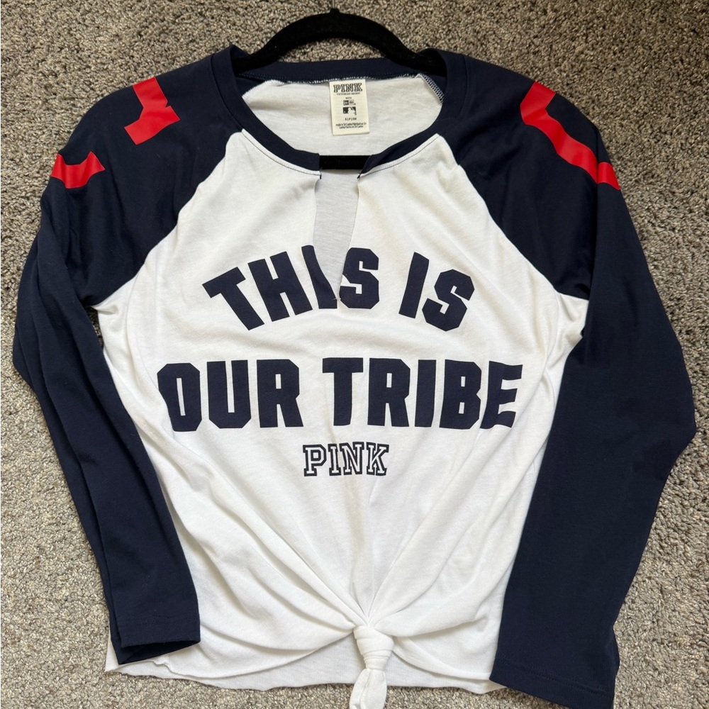 PINK Victoria's Secret Cleveland Indians  - Navy and White baseball tee